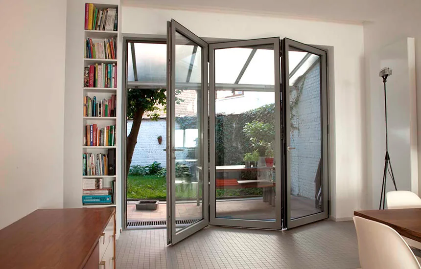 Grey aluminium bifold door
