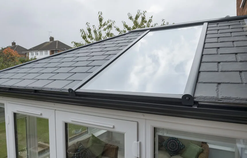 Tiled conservatory roof close up