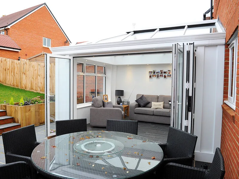 Orangery extension with aluminium bifold doors