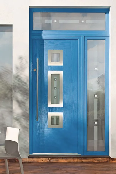 Blue composite entrance door