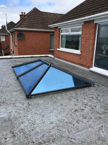 close up view of newly-installed roof lantern