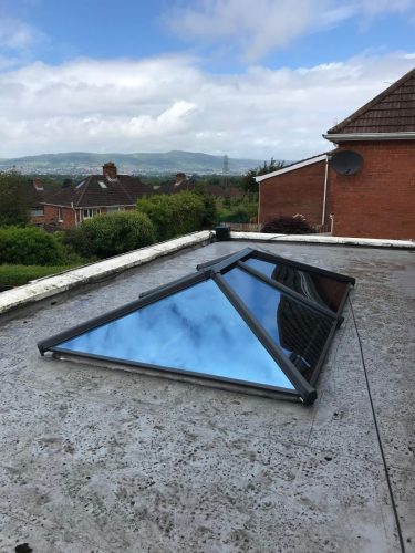 close up view of newly-installed roof lantern