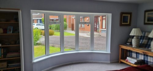 internal view of white upvc bow window