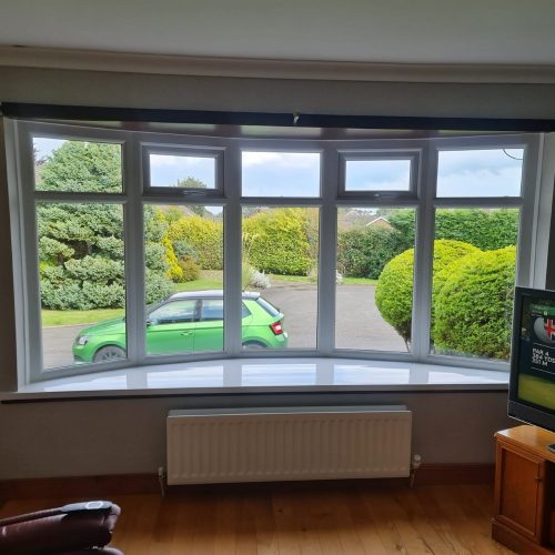 internal view of newly-installed white upvc bay window