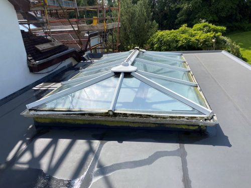 before image of white upvc lantern roof